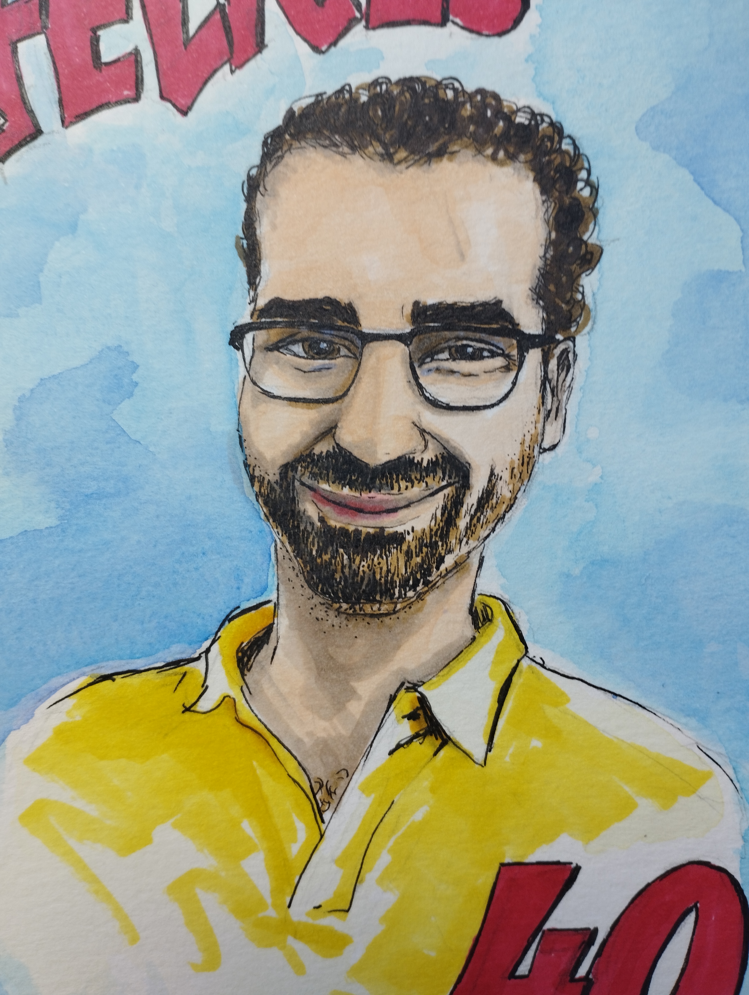 ¡Felices 40! – acuarela y rotuladores de alcohol (detalle 1), Al fresco! Creaciones (Murcia)