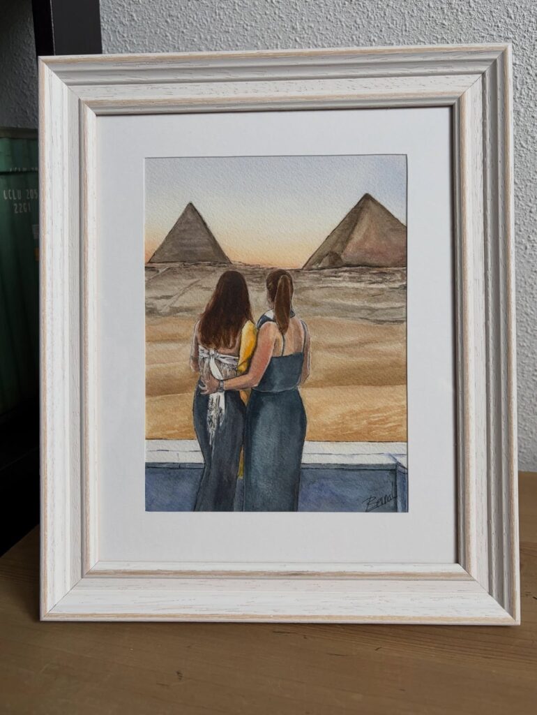 Atardecer en Egipto – acuarela (detalle 3), Al fresco! Creaciones (Murcia)