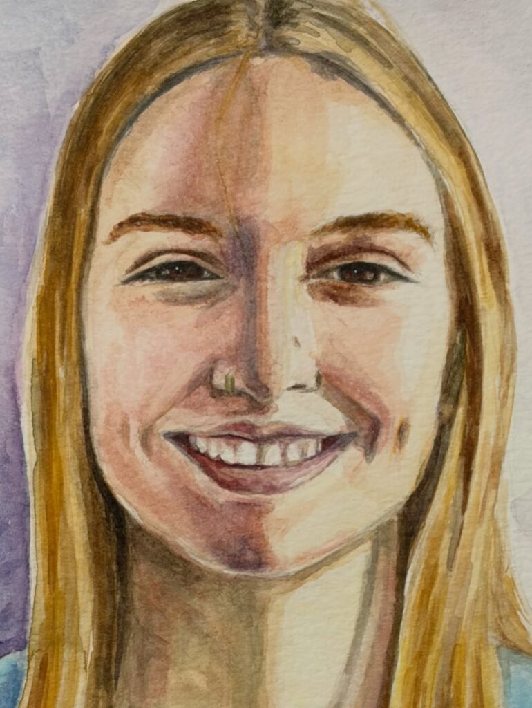 Retrato en acuarela: 19 vueltas al sol – acuarela (detalle 1), Al fresco! Creaciones (Murcia)