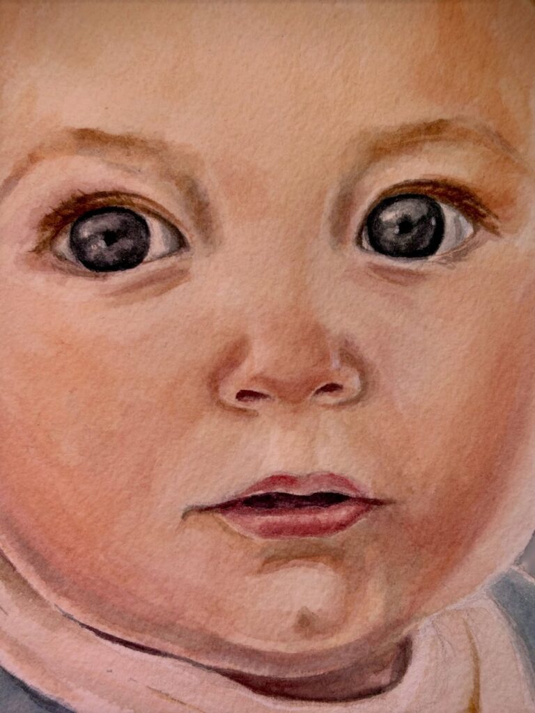 Retrato de bebé: regalo de bautizo – acuarela, Al fresco! Creaciones (Murcia)